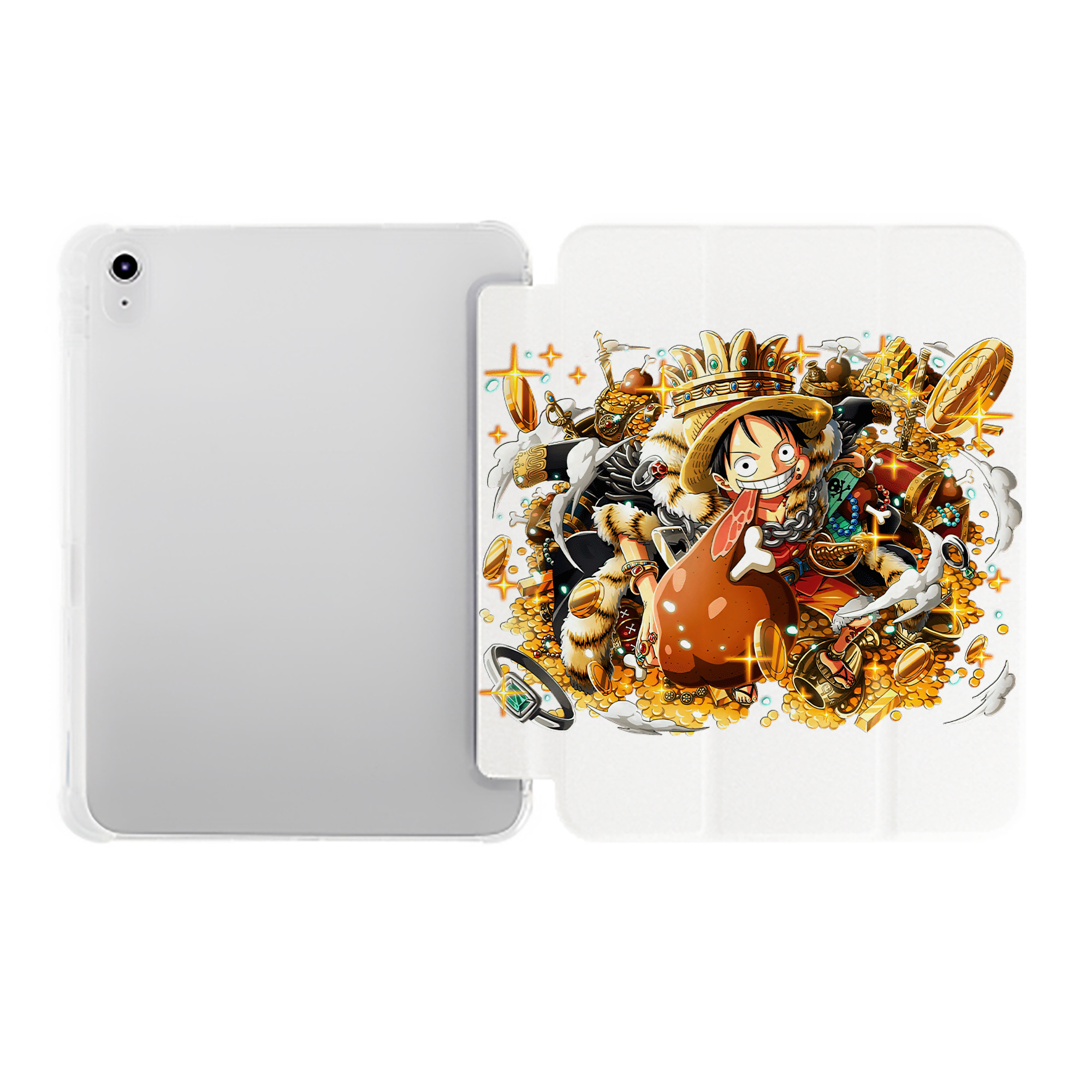 （画像用） ワンピース モンキー・D・ルフィ ONE PIECE Monkey D. Luffy IPad ケース ペン収納付き 三つ折りスタンド PUレザー×シリコン 対応機種9.5/10.5/10.9インチ